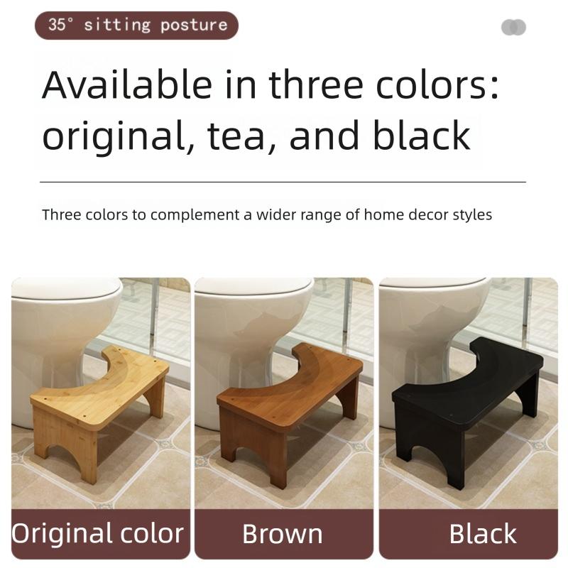 Wooden Toilet Stool for Bathroom, Bamboo Squatting Foot Stool with Soft Cushion, Ergonomic Posture Support Stand for Adults, Home Bathroom Essentials