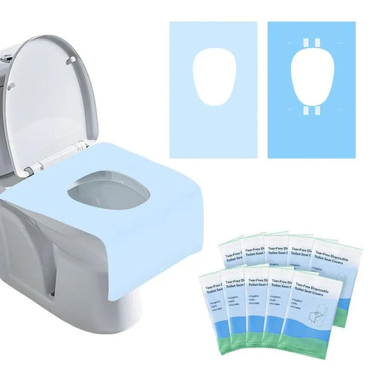 Disposable Toilet Seat Covers 10 Pack, Waterproof & Non-Slip Travel Toilet Seat Protector, Individually Wrapped Hygiene Covers for Adults, Kids, Public Bathrooms & Outdoor Use