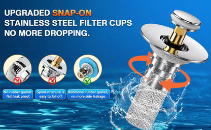 Bathroom Tub Drain Stopper with Stainless Steel Mesh Filter, Rustproof Pop Up Drain Plug, Modern Shower Drain Cover for Bathtub, Sink & Home Supplies