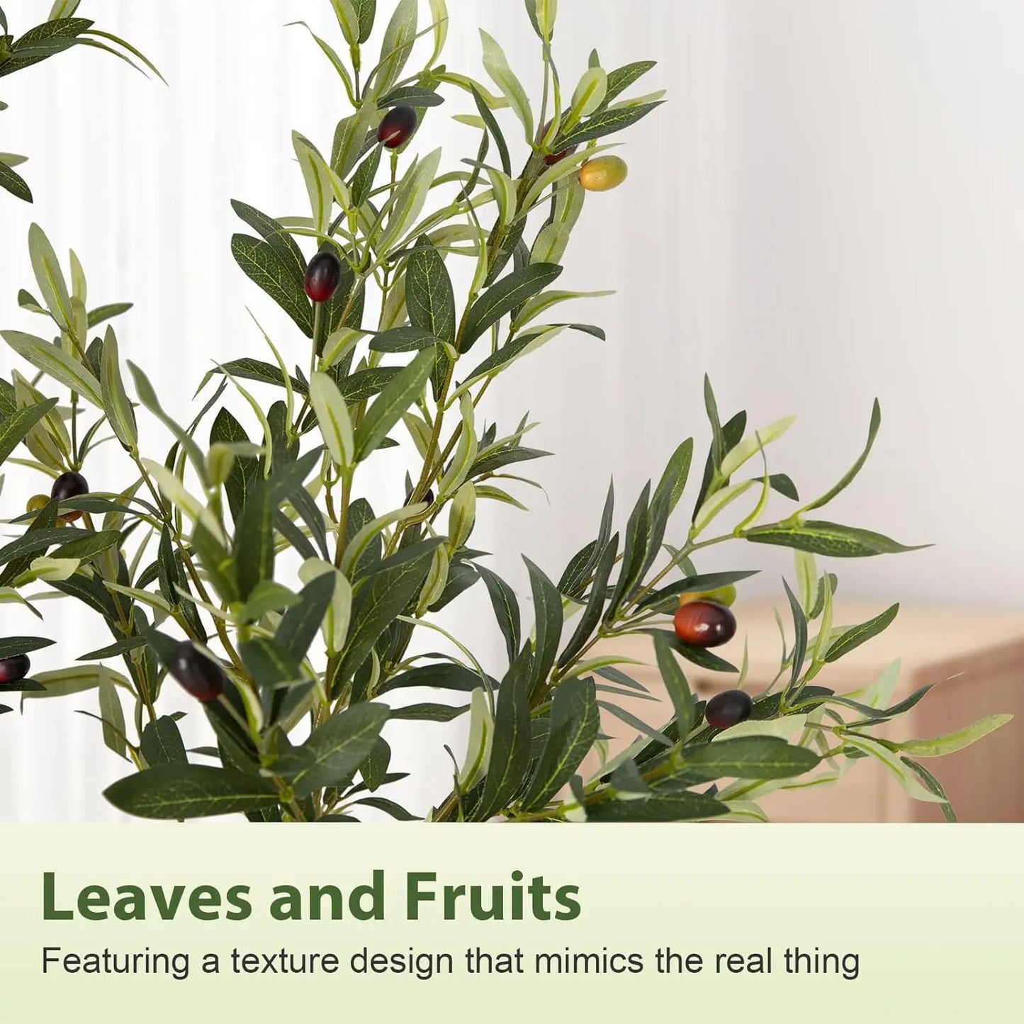 Faux Olive Tree 5FT 6FT 7FT, Artificial Olive Plant with Realistic Green Leaves and White Planter Pot, Modern Decorative Tree for Home Office Interior