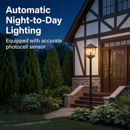 2 Pack Solar Lamp Post Outdoor Lights, 63" Waterproof Solar Garden Pole Lights for Patio, Pathway, Backyard & Front Porch Decor, Warm White Landscape Lighting with Replaceable Bulb