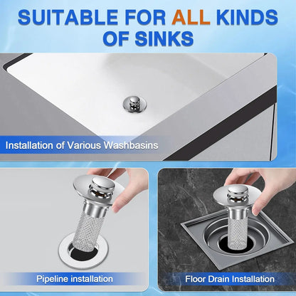 Bathroom Tub Drain Stopper with Stainless Steel Mesh Filter, Rustproof Pop Up Drain Plug, Modern Shower Drain Cover for Bathtub, Sink & Home Supplies