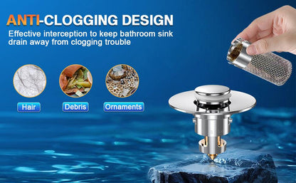 Bathroom Tub Drain Stopper with Stainless Steel Mesh Filter, Rustproof Pop Up Drain Plug, Modern Shower Drain Cover for Bathtub, Sink & Home Supplies