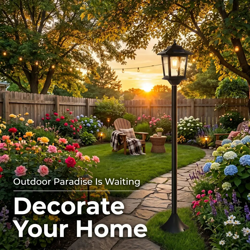 2 Pack Solar Lamp Post Outdoor Lights, 63" Waterproof Solar Garden Pole Lights for Patio, Pathway, Backyard & Front Porch Decor, Warm White Landscape Lighting with Replaceable Bulb