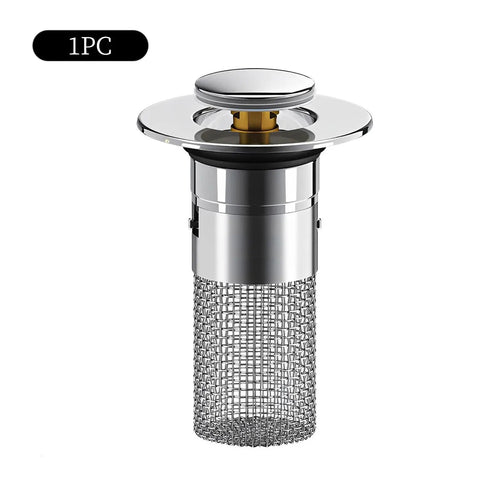 Bathroom Tub Drain Stopper with Stainless Steel Mesh Filter, Rustproof Pop Up Drain Plug, Modern Shower Drain Cover for Bathtub, Sink & Home Supplies