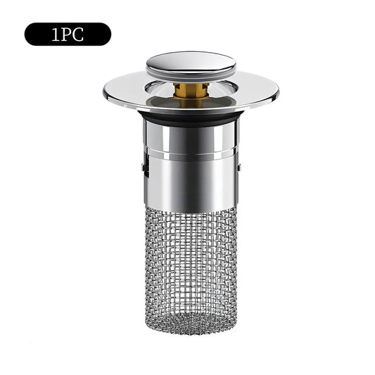 Bathroom Tub Drain Stopper with Stainless Steel Mesh Filter, Rustproof Pop Up Drain Plug, Modern Shower Drain Cover for Bathtub, Sink & Home Supplies