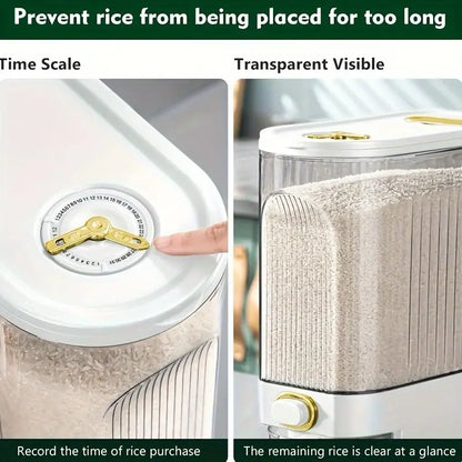 Large Capacity Rice Storage Container with Measuring Cup, Airtight Food Dispenser for Kitchen Organization, Stackable Grain Storage Bin for Rice, Cereals, Beans & Pet Food