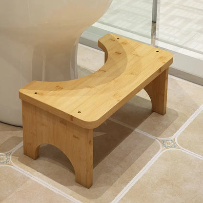 Wooden Toilet Stool for Bathroom, Bamboo Squatting Foot Stool with Soft Cushion, Ergonomic Posture Support Stand for Adults, Home Bathroom Essentials